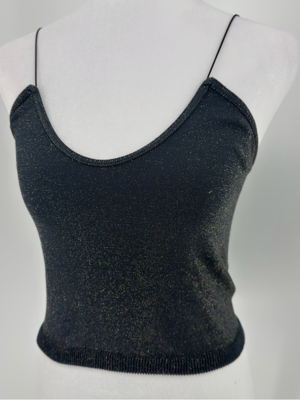 Free People M/L‎ Metallic Gray/Green Sparkle Cami Cropped Tank Top